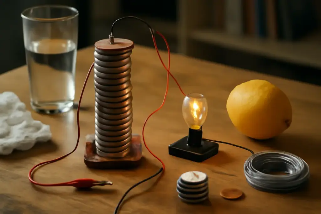 Esperimento con la pila di Volta: come generare elettricità usando materiali di uso quotidiano
